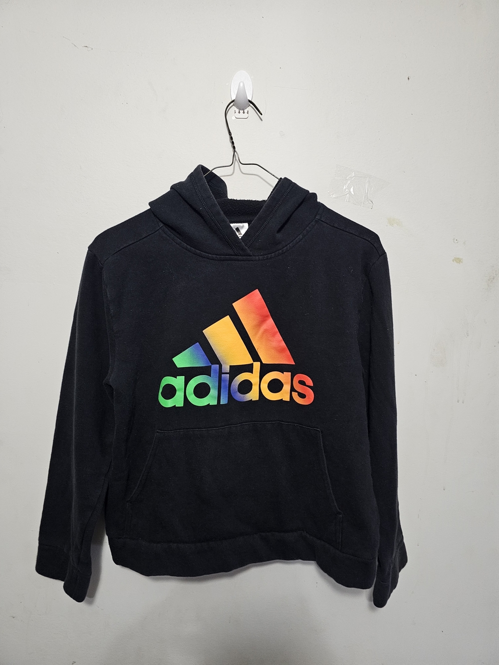 adidas Black Hoodie with Rainbow Trefoil Logo